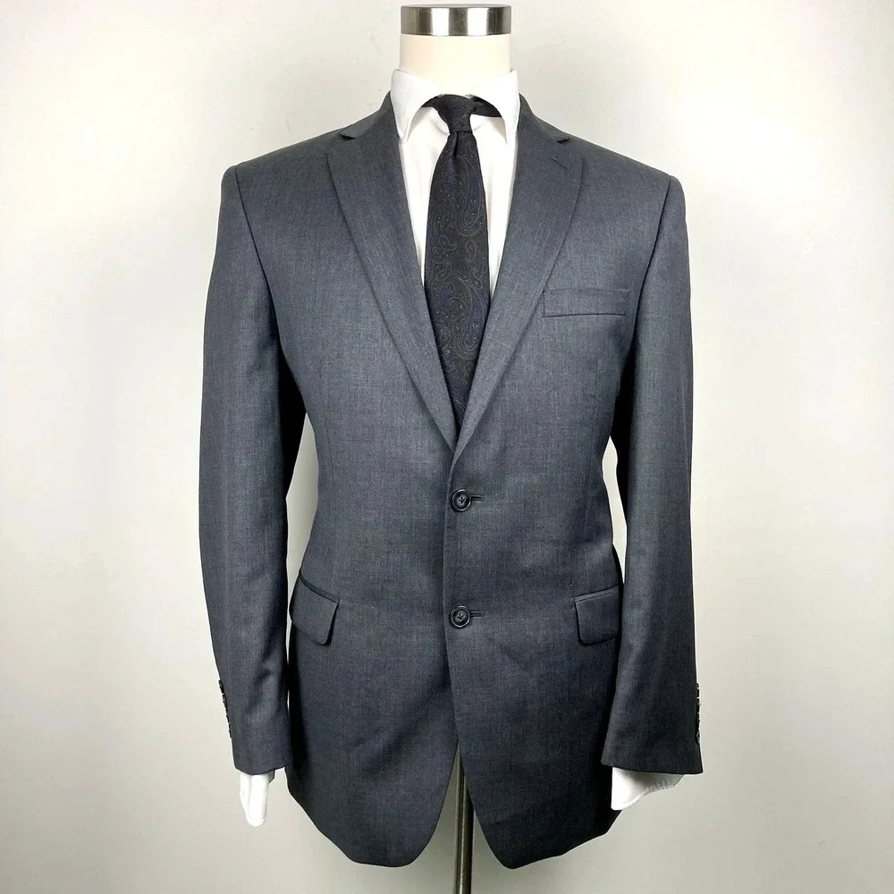 Calvin Klein Men Suit Jacket Blazer 42R 100%Wool Gray‎ E081149
